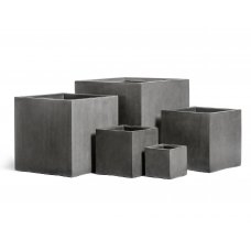 Кашпо Treez Effectory Beton куб темно-серый от 20 до 60 см