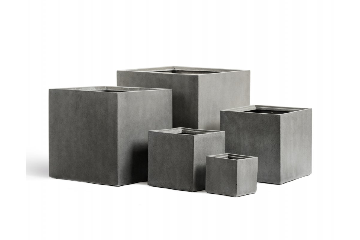 Кашпо Treez Effectory Beton куб темно-серый 30 см