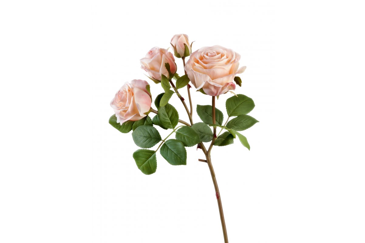 Роза Флорибунда ветвь искусственная светло-розовая 60 см