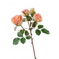 Роза Флорибунда ветвь искусственная розово-персиковая 60 см