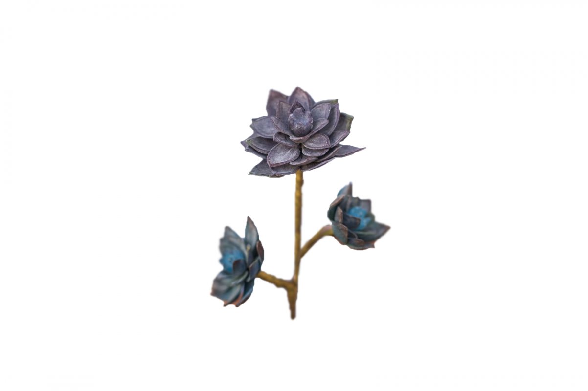 Суккулент мини Роза искусственный синий 20 см (Real Touch) - Фото 2
