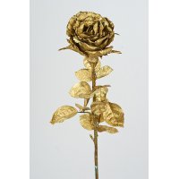 Роза Виктория новогодняя искусственная золотая 75 см