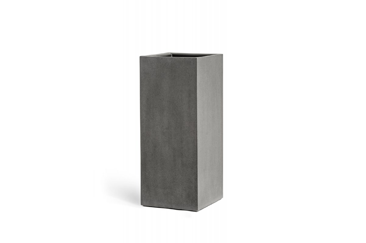 Кашпо Treez Effectory Beton высокий куб темно-серый бетон от 60 до 97 см - Фото 4