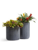 Кашпо напольное для цветов, TREEZ ERGO Jet, цилиндр, керамический горшок, Дымчато-серый бетон, 45x45 см, 72 л, для интерьера, для улицы — изображение 2