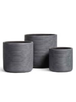 Кашпо напольное для цветов, TREEZ ERGO TreeLine, цилиндр, керамический горшок, дымчато-серый бетон, 32x34 см, 25 л, для интерьера, для улицы