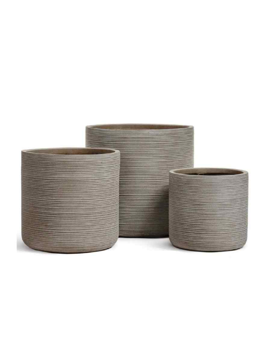 41.1023-0052-LM-34-1 Кашпо напольное для цветов, TREEZ ERGO TreeLine, цилиндр, керамический горшок, капучино , 49x50 см, 96 л, для интерьера, для улицы — изображение 1