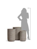 Кашпо напольное для цветов, TREEZ ERGO TreeLine, высокий цилиндр , керамический горшок, капучино , 47x30 см, 33 л, для интерьера, для улицы