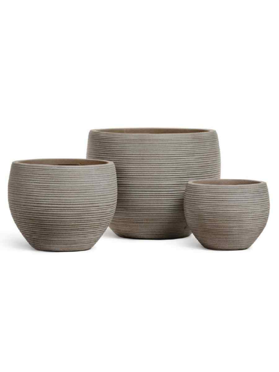 41.1023-0055-LM-28-1 Кашпо напольное для цветов, TREEZ ERGO TreeLine, сферическая чаша , керамический горшок, капучино , 38x49 см, 60 л, для интерьера, для улицы — изображение 1