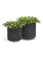 Кашпо напольное для цветов, TREEZ ERGO Hard Rock, цилиндр, керамический горшок, Песок серый беж, 75x73 см, 300 л, для интерьера, для улицы