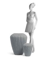 Кашпо напольное для цветов, TREEZ Effectory Moho, Конус, керамический горшок, Дымчато-серый песок, 37x30 см, 8 л, для интерьера, для улицы — изображение 7