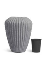 Кашпо напольное для цветов, TREEZ Effectory Moho, Конус, керамический горшок, Дымчато-серый песок, 37x30 см, 8 л, для интерьера, для улицы — изображение 4
