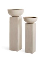 Кашпо напольное для цветов, TREEZ Effectory Beton, Колонна , керамический горшок, Белый песок, 120x34 см, - л, для интерьера, для улицы