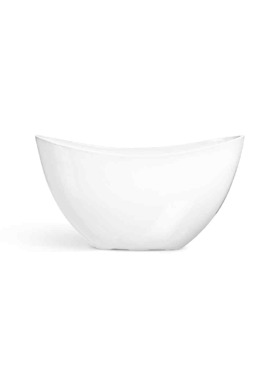 41.3321-05-054-WH-20_37-2 Кашпо напольное для цветов, TREEZ Effectory Gloss, Ваза лодка, керамический горшок, Белый гланцевый лак, 20x37 см, л, для интерьера, для улицы — изображение 1