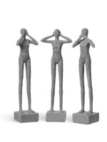 Кашпо напольное для цветов, TREEZ Effectory Philosopher's Stone, человек, керамический горшок, дымчато-серый песок, 50x10,5 см,  л, для интерьера, для улицы