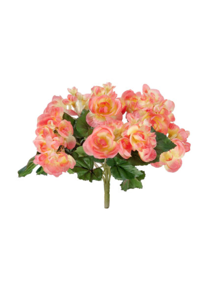 Искусственное растение Бегония куст нежно-коралловый со св.жёлтым