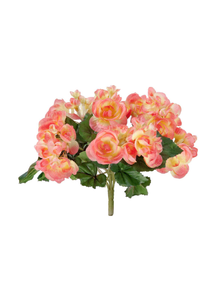 Искусственное растение Бегония куст нежно-коралловый со св.жёлтым