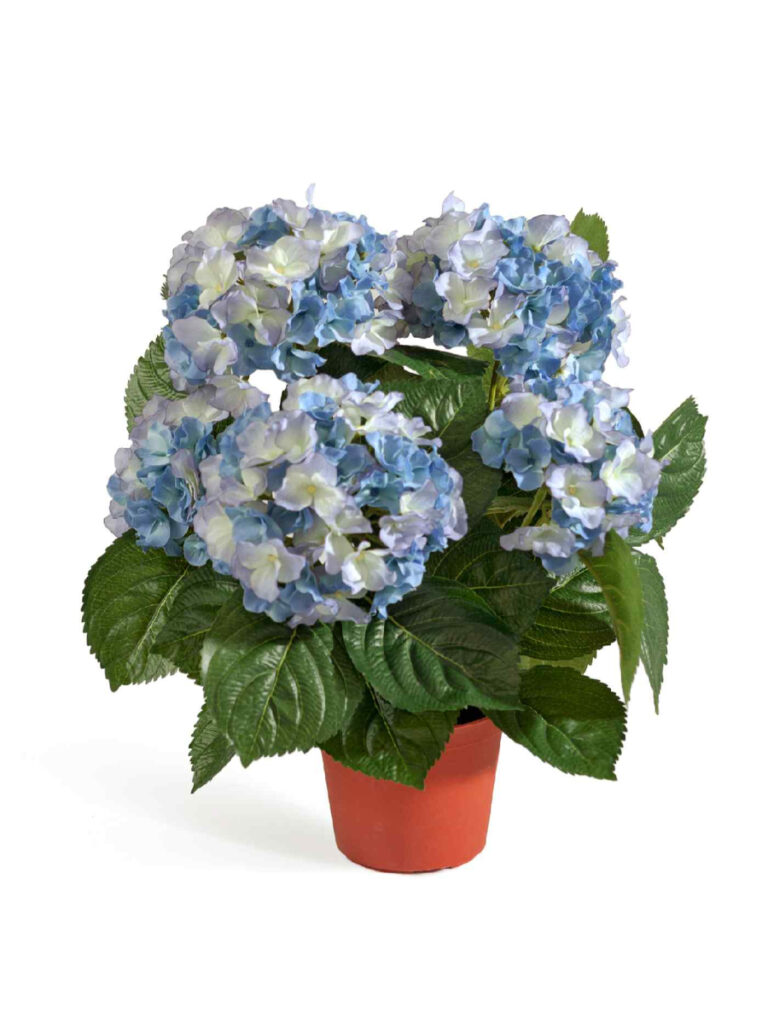 Искусственное растение Гортензия куст тёмно-голубой в горшке