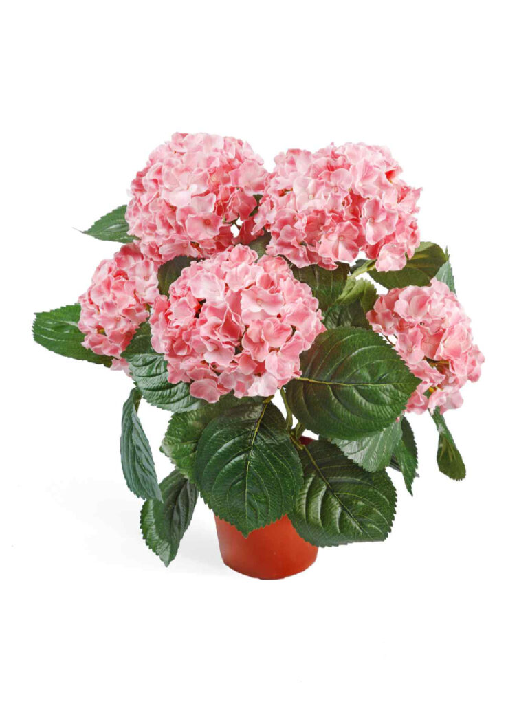 Искусственное растение Гортензия куст розовый в горшке