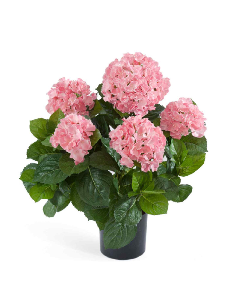 Искусственное растение Гортензия куст большой розовый в горшке