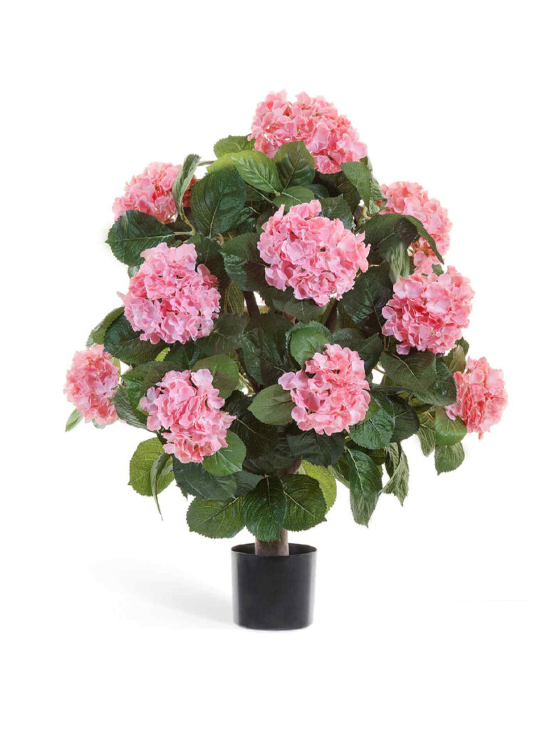 Искусственное растение Гортензия куст Макси розовый в горшке