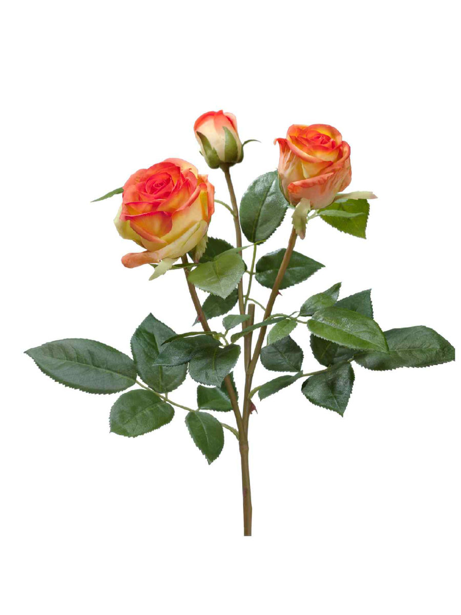 30.0611065OR Искусственные цветы Роза Флорибунда Мидл ветвь золотисто-оранж, Treez 30.0611065OR — изображение 1