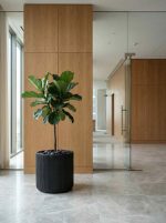 Кашпо напольное для цветов, TREEZ ERGO Jet, цилиндр, керамический горшок, Антрацит, 37x37 см, 40 л, для интерьера, для улицы — изображение 4