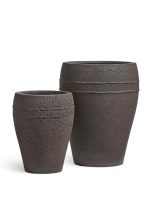 Кашпо напольное для цветов, TREEZ ERGO Nero, амфора , керамический горшок, чёрный туф, 50x40 см, 50 л, для интерьера, для улицы