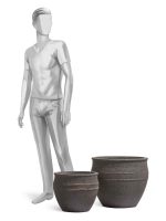 Кашпо напольное для цветов, TREEZ ERGO Nero, чаша , керамический горшок, чёрный туф, 33x41 см, 33 л, для интерьера, для улицы — изображение 2