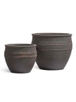 Кашпо напольное для цветов, TREEZ ERGO Nero, чаша , керамический горшок, чёрный туф, 33x41 см, 33 л, для интерьера, для улицы