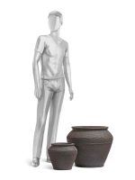 Кашпо напольное для цветов, TREEZ ERGO Nero, чаша-амфора, керамический горшок, чёрный туф, 46x54 см, 80 л, для интерьера, для улицы — изображение 2