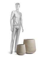 Кашпо напольное для цветов, TREEZ ERGO Fine rock, чаша , керамический горшок, белый песок , 67x66 см, 180 л, для интерьера, для улицы — изображение 2