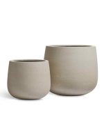 Кашпо напольное для цветов, TREEZ ERGO Fine rock, чаша , керамический горшок, белый песок , 55x55 см, 64 л, для интерьера, для улицы