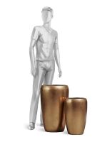 Кашпо напольное для цветов, TREEZ Effectory Metal, конус, керамический горшок, тёмное матовое золото, 51x32 см, 37/10 л, для интерьера, для улицы — изображение 4