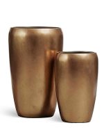 Кашпо напольное для цветов, TREEZ Effectory Metal, конус, керамический горшок, тёмное матовое золото, 68x43 см, 80/18,5 л, для интерьера, для улицы — изображение 2