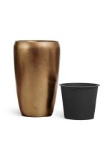 Кашпо напольное для цветов, TREEZ Effectory Metal, конус, керамический горшок, тёмное матовое золото, 68x43 см, 80/18,5 л, для интерьера, для улицы — изображение 6