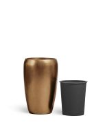 Кашпо напольное для цветов, TREEZ Effectory Metal, конус, керамический горшок, тёмное матовое золото, 68x43 см, 80/18,5 л, для интерьера, для улицы — изображение 8