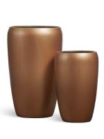 Кашпо напольное для цветов, TREEZ Effectory Metal, конус, керамический горшок, Лаковое тёмное золото, 51x32 см, 37/10 л, для интерьера, для улицы