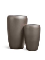 Кашпо напольное для цветов, TREEZ Effectory Metal, конус, керамический горшок, Лаковое тёмное серебро, 51x32 см, 37/10 л, для интерьера, для улицы