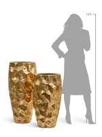 Кашпо напольное для цветов, TREEZ Effectory Metal, конус, керамический горшок, сусальное золото, 90x42 см, 105/12,5 л, для интерьера — изображение 5