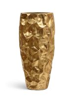 Кашпо напольное для цветов, TREEZ Effectory Metal, конус, керамический горшок, сусальное золото, 90x42 см, 105/12,5 л, для интерьера — изображение 6