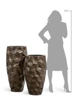 Кашпо напольное для цветов, TREEZ Effectory Metal, конус, керамический горшок, чернёная бронза, 29x42 см, 85/12,5 л, для интерьера — изображение 4