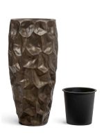 Кашпо напольное для цветов, TREEZ Effectory Metal, конус, керамический горшок, чернёная бронза, 29x42 см, 85/12,5 л, для интерьера — изображение 6