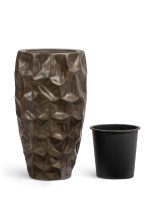 Кашпо напольное для цветов, TREEZ Effectory Metal, конус, керамический горшок, чернёная бронза, 29x42 см, 85/12,5 л, для интерьера — изображение 8