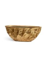 Кашпо напольное для цветов, TREEZ Effectory Metal, лодка, керамический горшок, сусальное золото, 15x41 см, 0 л, для интерьера, для улицы — изображение 3