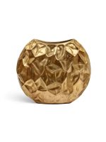 Кашпо напольное для цветов, TREEZ Effectory Metal, сфера, керамический горшок, сусальное золото, 52x58 см, 30 л, для интерьера