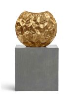 Кашпо напольное для цветов, TREEZ Effectory Metal, сфера, керамический горшок, сусальное золото, 52x58 см, 30 л, для интерьера — изображение 7