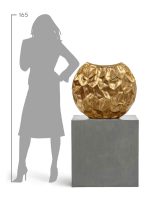 Кашпо напольное для цветов, TREEZ Effectory Metal, сфера, керамический горшок, сусальное золото, 52x58 см, 30 л, для интерьера — изображение 8