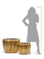 Кашпо напольное для цветов, TREEZ Effectory Metal, чаша, керамический горшок, сусальное золото, 32x38 см, 33/12,5 л, для интерьера — изображение 4