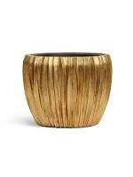 Кашпо напольное для цветов, TREEZ Effectory Metal, чаша, керамический горшок, сусальное золото, 32x38 см, 33/12,5 л, для интерьера — изображение 5