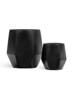 Кашпо напольное для цветов, TREEZ Effectory Crystal, Многогранник, керамический горшок, Антрацит, 40x23 см, 30л/7л л, для интерьера, для улицы